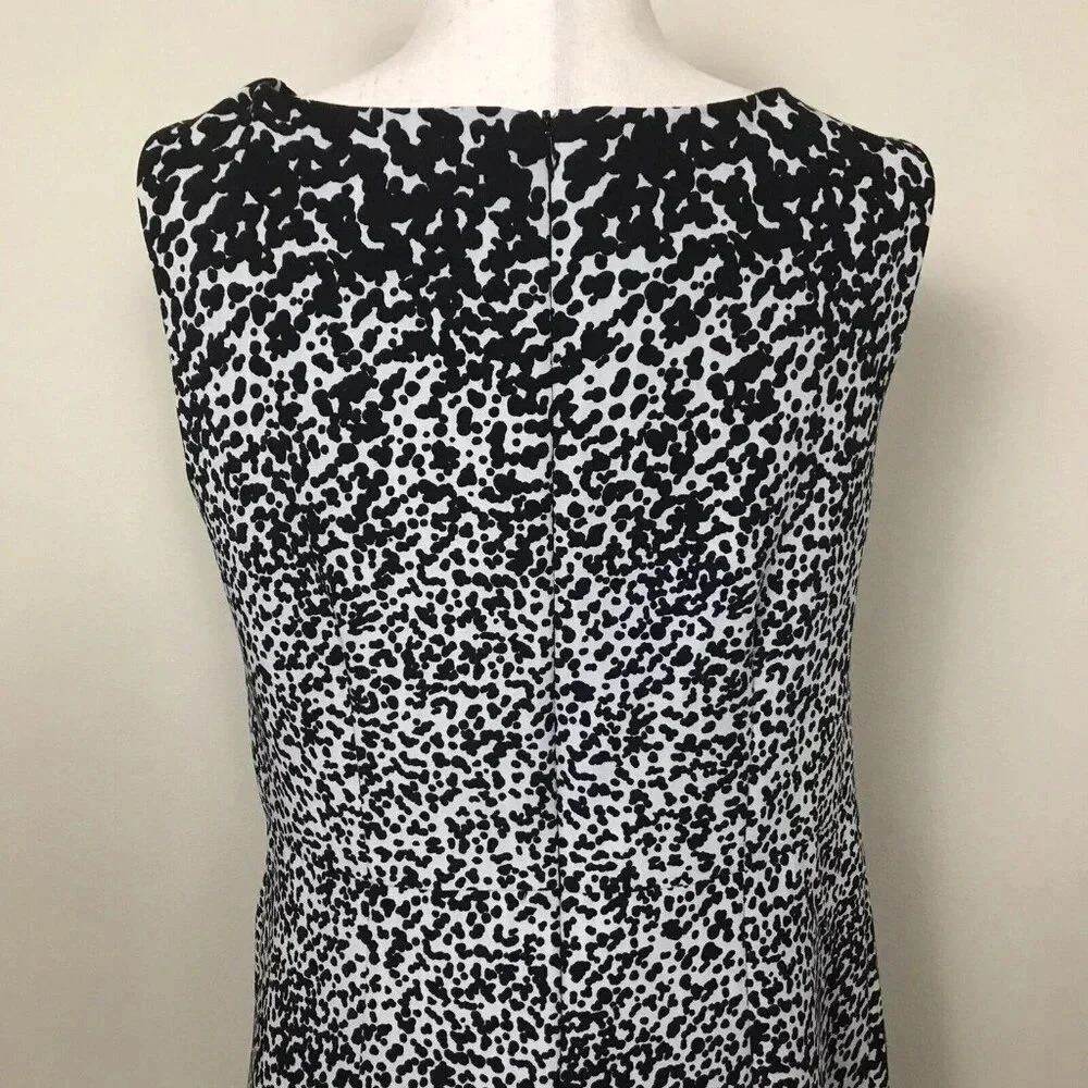 Black White Sleeveless Sheath Dress Size 14 Pleated Animal Print AA Studio Artsy - Picture 8 of 16